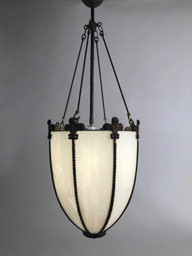 Very Large Opalescent Leaded Glass Light